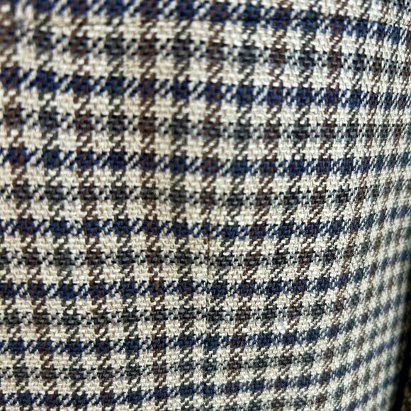 Tommy Hilfiger Blue Brown Houndstooth Plaid 3 Button Sport Coat Blazer Size 44L - Picture 7 of 14